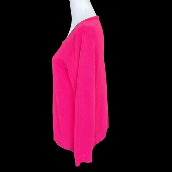 Talbots Women's Sweater, Size M, Pink Rose Bud Barbiecore, Barbie Fan #1289 - Picture 4 of 11